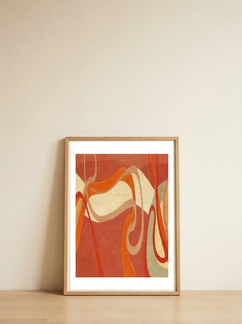 Serpientes — framed, leaning against the wall