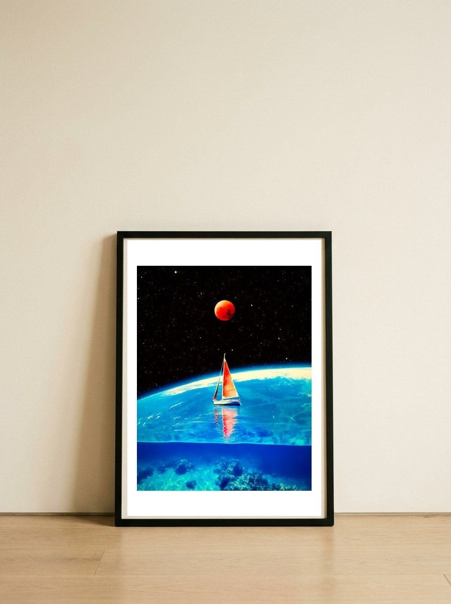 Sailboat 1 — framed, leaning against the wall