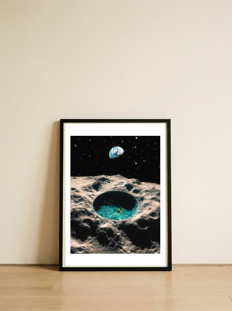 Crater Pond — framed, leaning against the wall