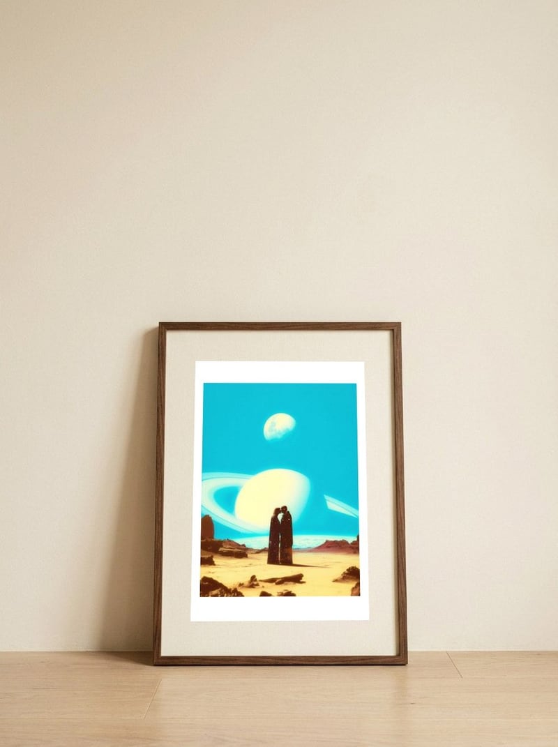 Falling In Love On Mars — framed, leaning against the wall