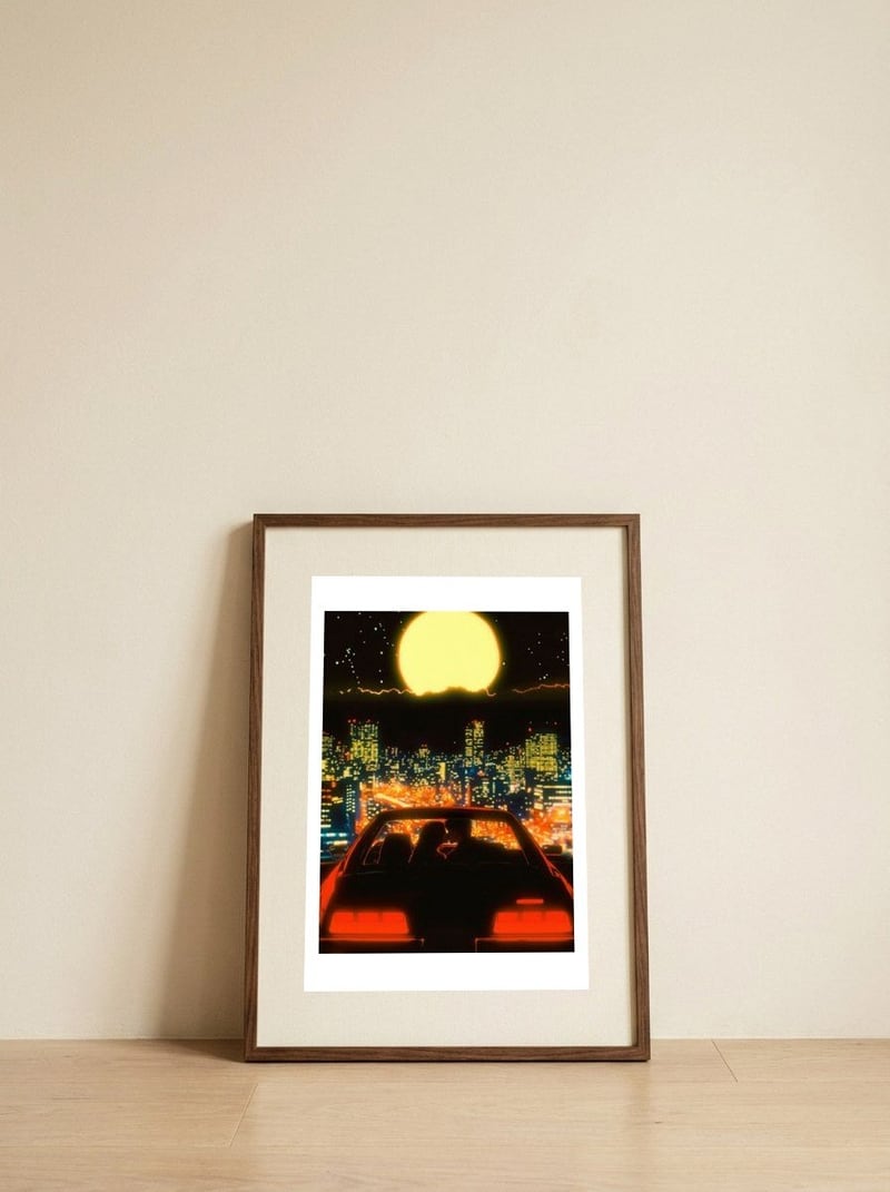 Love Over Japan — framed, leaning against the wall