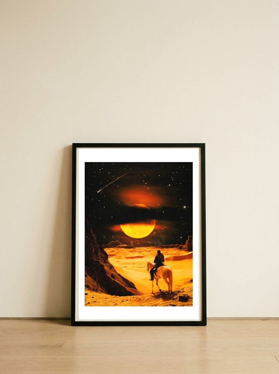 Western Space Adventure — framed, leaning against the wall