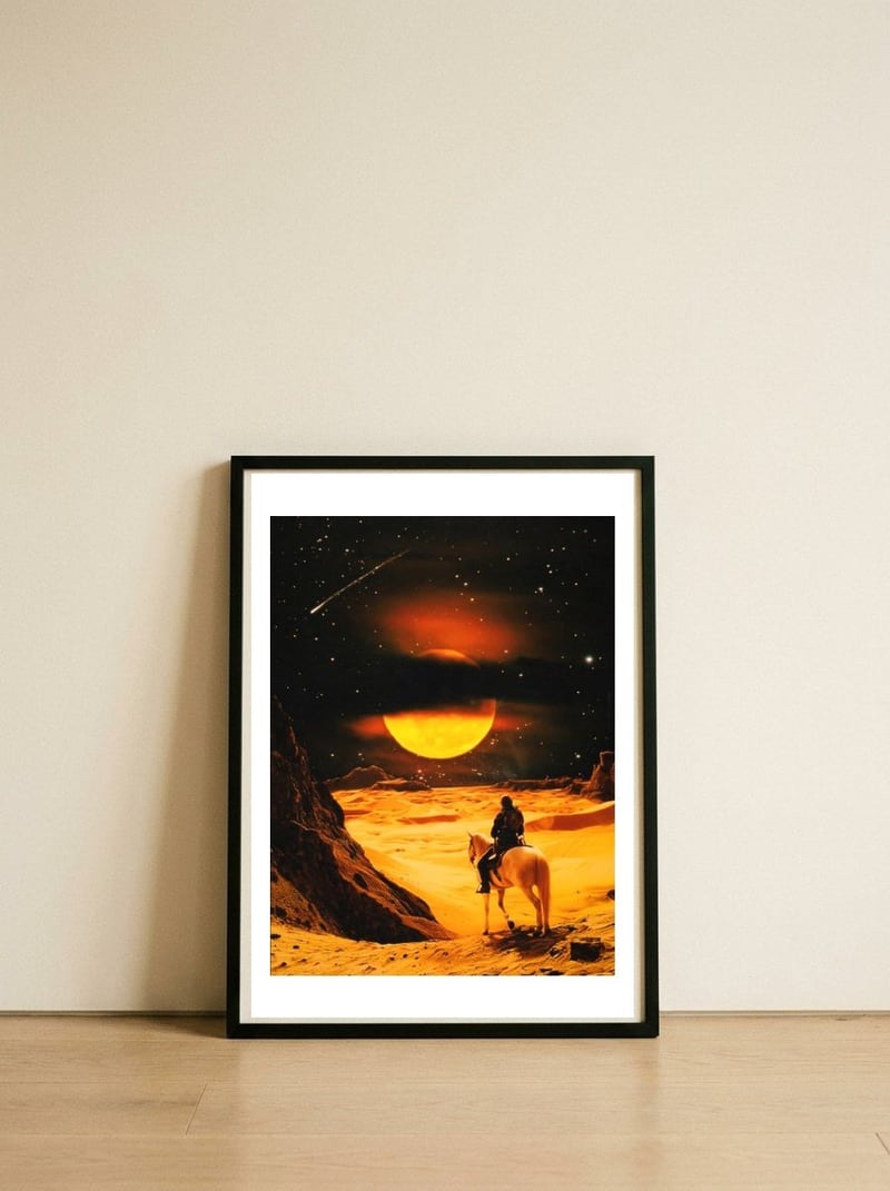 Western Space Adventure — framed, leaning against the wall