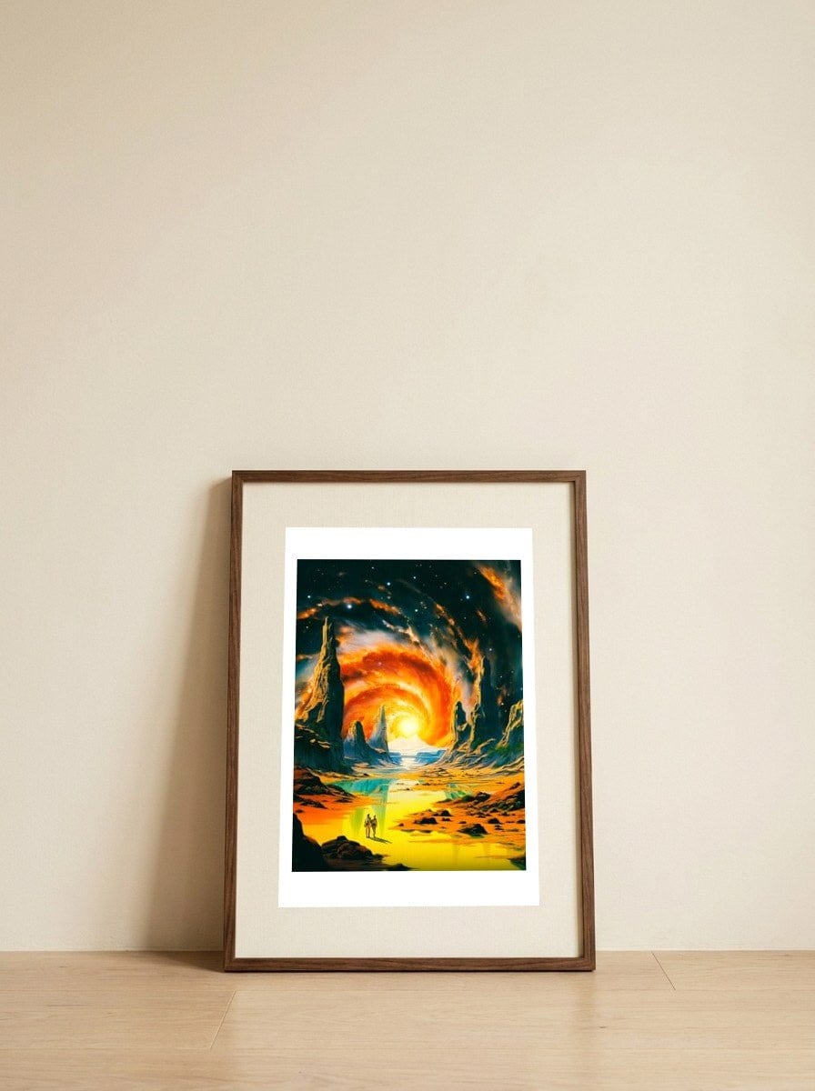 Romantic Space Walk — framed, leaning against the wall