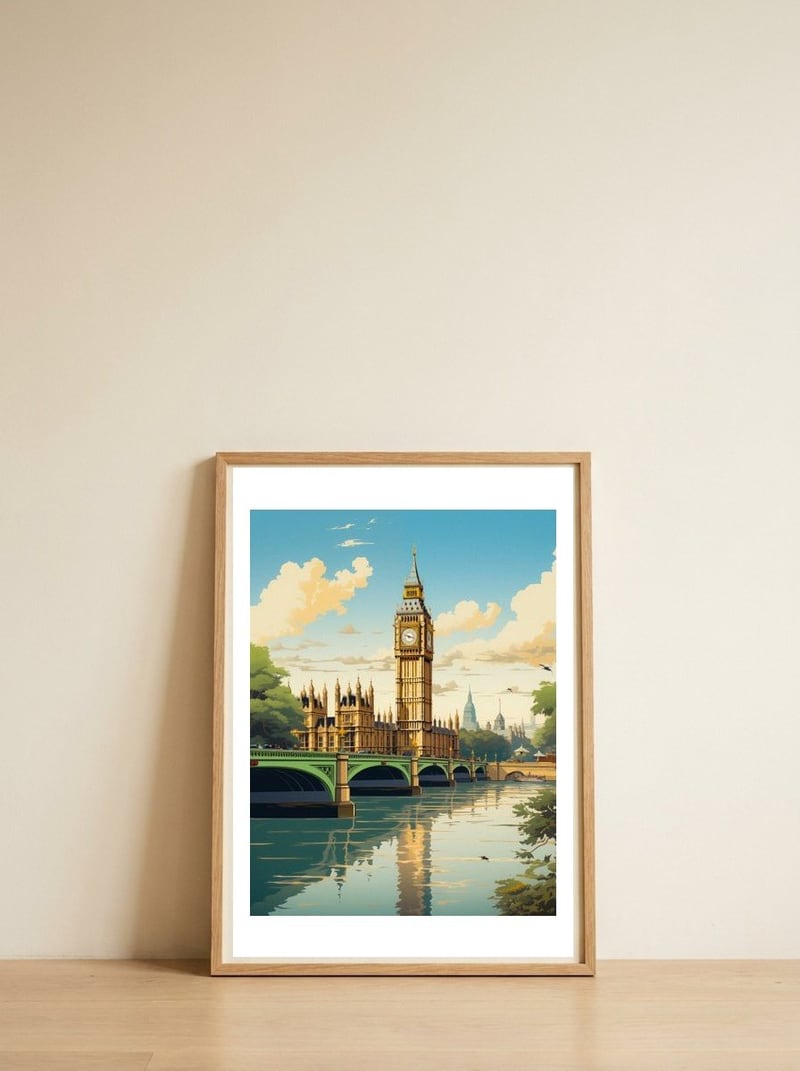 View of London — framed, leaning against the wall