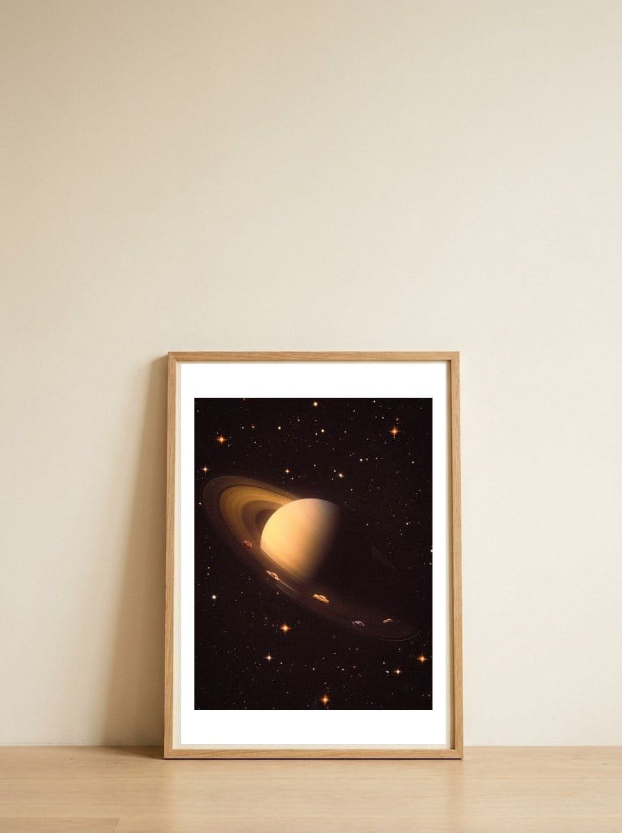 Saturn Riders I — framed, leaning against the wall