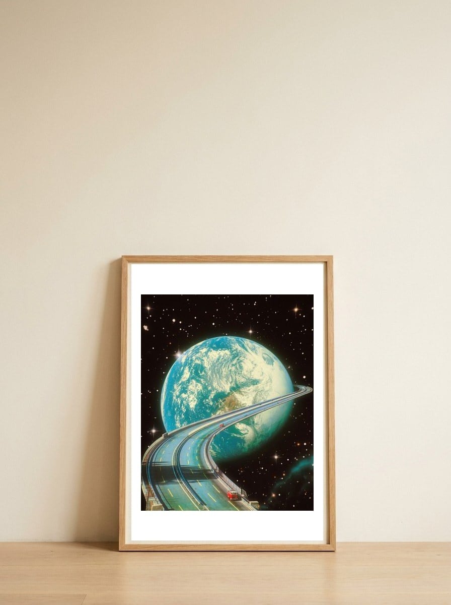 Highway Home — framed, leaning against the wall