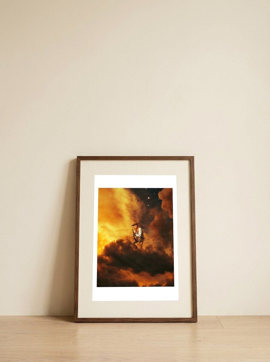 Cowboy I — framed, leaning against the wall