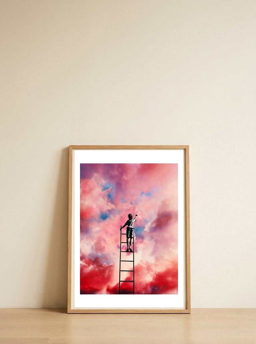 Cloud Painter — framed, leaning against the wall