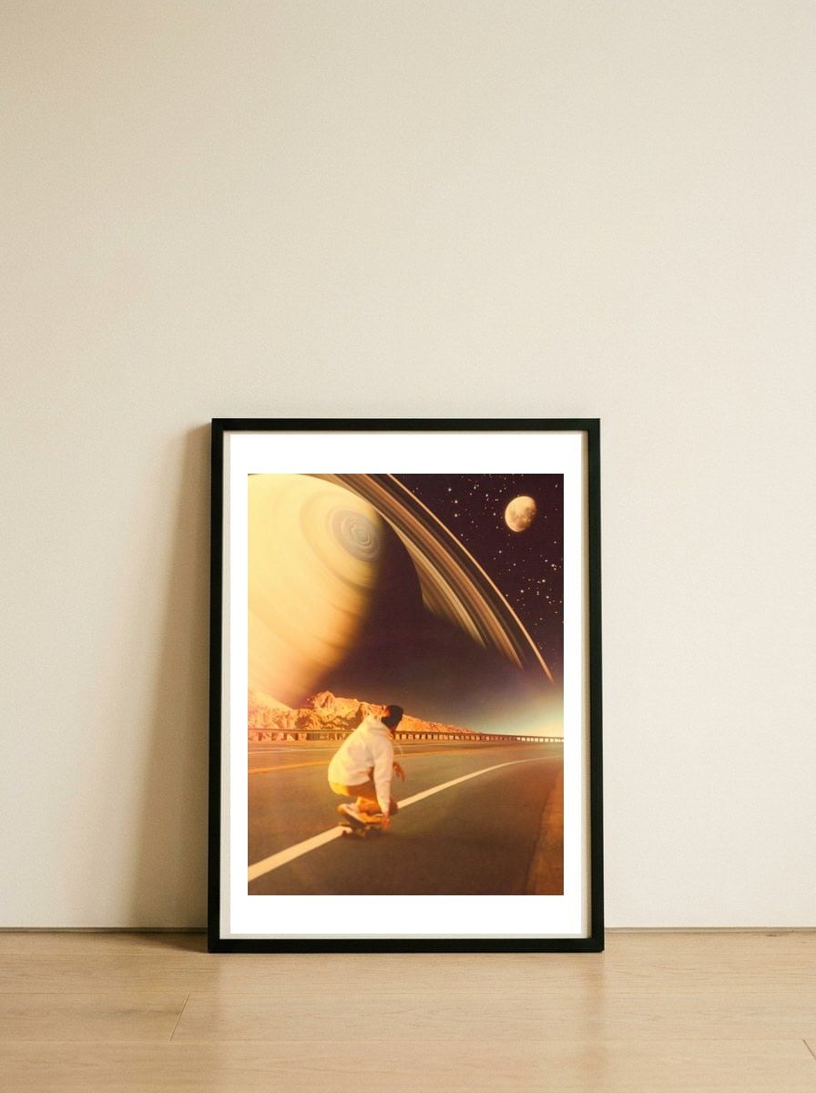 Space Sk8er — framed, leaning against the wall