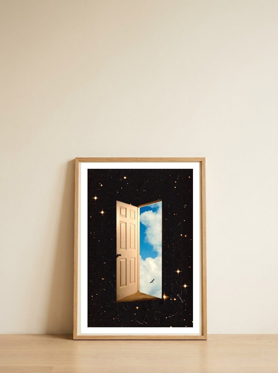 The Portal — framed, leaning against the wall