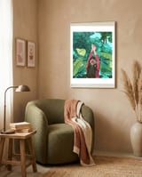 Comic Book Jungle | Tropical Banana Leaves Travel | Line Art Forest Botanical Illustration framed in a tender room thumbnail