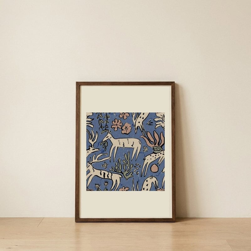 Whimsical Forest Deer — framed, leaning against the wall