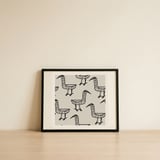 Folk Art Bird Pattern — framed, leaning against the wall thumbnail