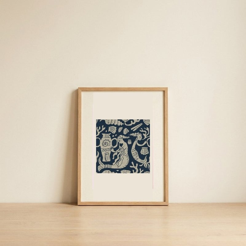 Mythical Ocean Mermaids — framed, leaning against the wall