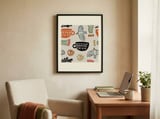 Nordic Folk Cups And Birds framed in a focused room thumbnail