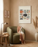 Nordic Folk Cups And Birds framed in a tender room thumbnail