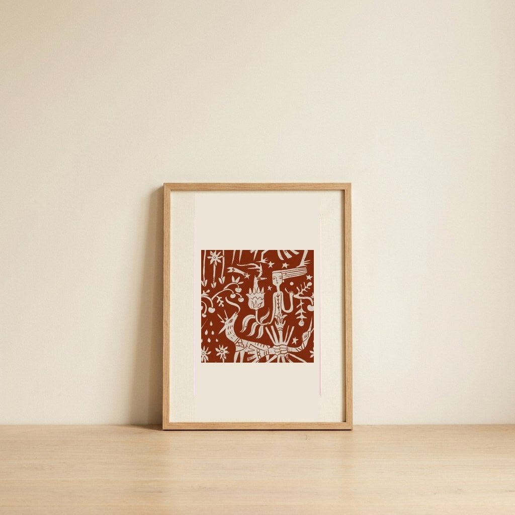 Enchanted Forest Gathering — framed, leaning against the wall