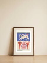 Playful Llama Folk Art — framed, leaning against the wall thumbnail