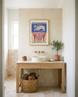 Playful Llama Folk Art framed in a breezy room thumbnail