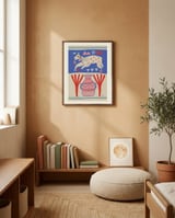 Playful Llama Folk Art framed in a gentle room thumbnail