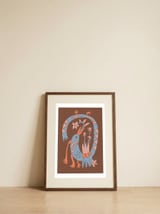 Whimsical Folk Bird — framed, leaning against the wall thumbnail