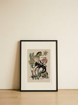 Folk Figure and Panther — framed, leaning against the wall thumbnail