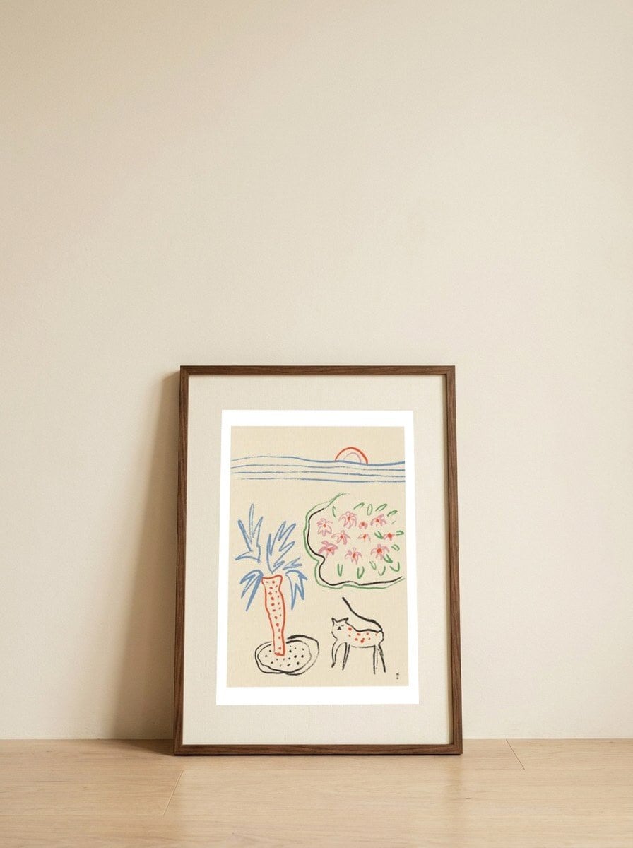 Tropical Cat Garden — framed, leaning against the wall