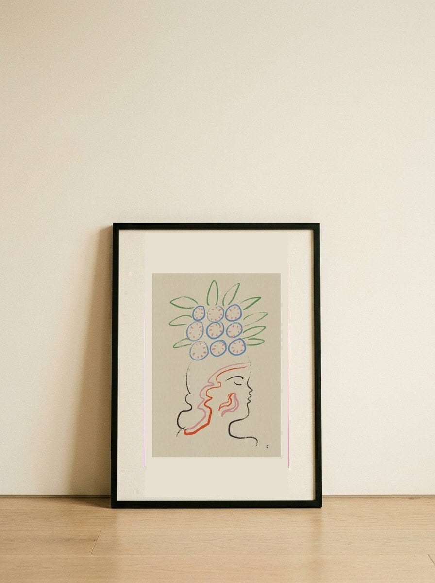 Abstract Woman Profile — framed, leaning against the wall