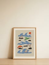 Whimsical Ocean Creatures — framed, leaning against the wall thumbnail