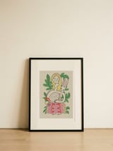 Whimsical Woman and Rabbit — framed, leaning against the wall thumbnail