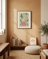 Whimsical Woman and Rabbit framed in a gentle room thumbnail