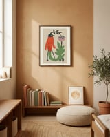 Whimsical Bird and Flower framed in a gentle room thumbnail