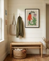 Whimsical Bird and Flower framed in a relaxed room thumbnail