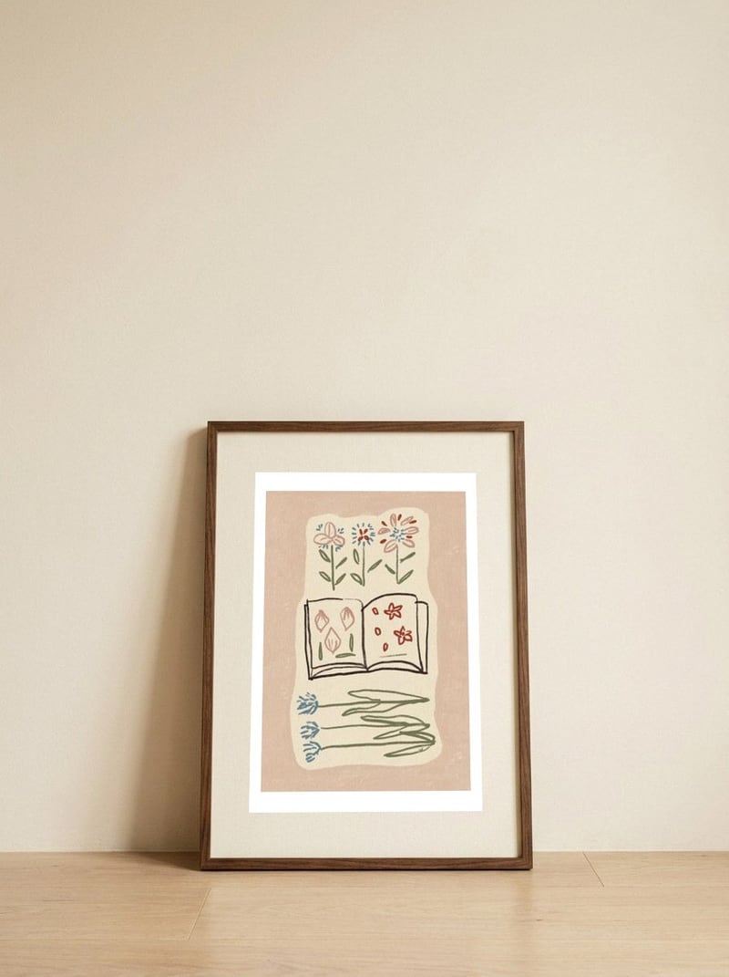 Botanical Study Book — framed, leaning against the wall