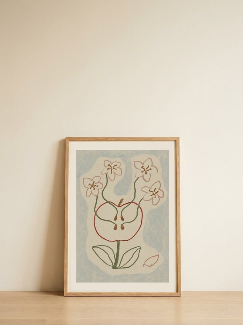 Blooming Apple Blossoms — framed, leaning against the wall