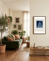 Blue Fern Cyanotype framed in a grounding room thumbnail