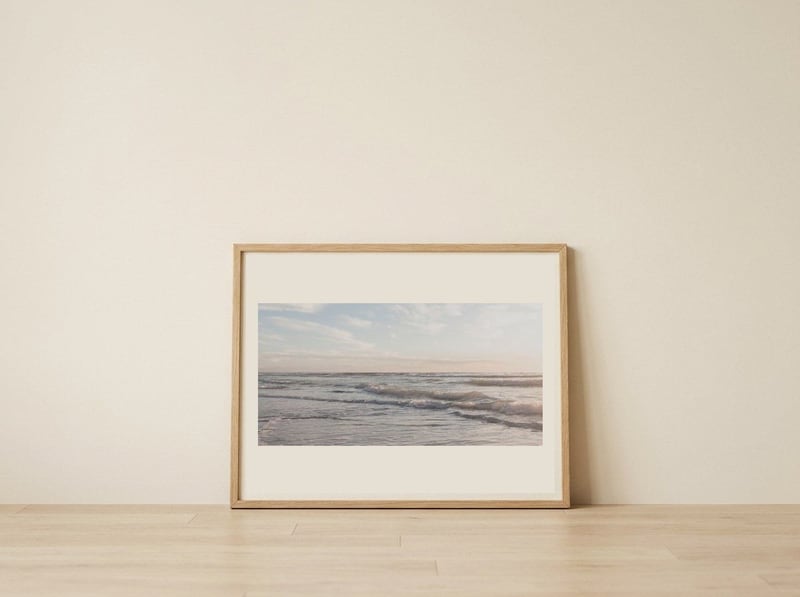 Gentle Ocean Waves — framed, leaning against the wall