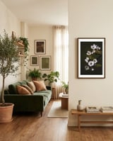 Delicate White Blossoms framed in a grounding room thumbnail