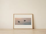 Golden Hour Geese — framed, leaning against the wall thumbnail