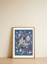 Festive Winter Birds — framed, leaning against the wall thumbnail