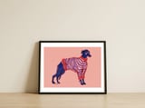 Whippet In Striped Sweater — framed, leaning against the wall thumbnail