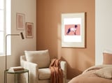 Whippet In Striped Sweater framed in a tender room thumbnail