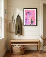 Stylish Cat with Roses framed in a relaxed room thumbnail