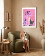 Stylish Cat with Roses framed in a tender room thumbnail