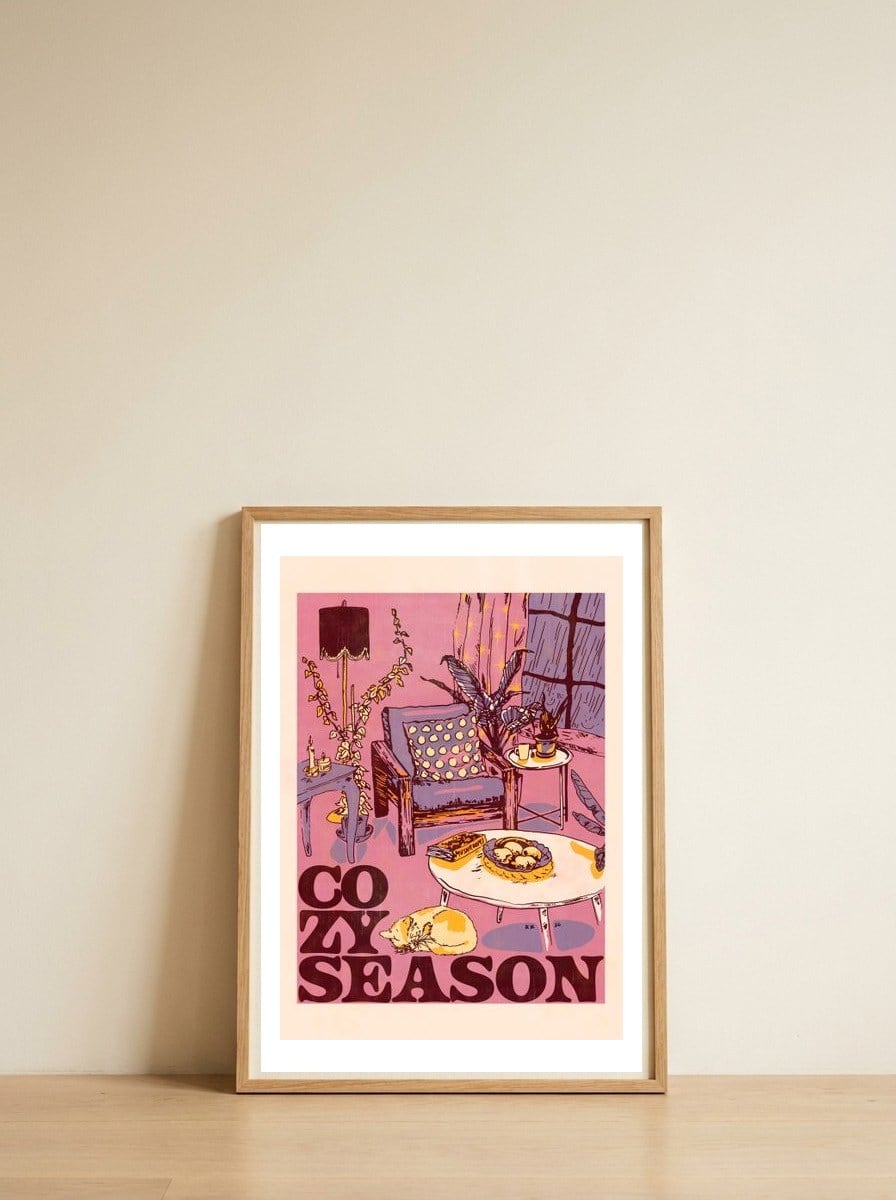 Cozy Season Living Room — framed, leaning against the wall