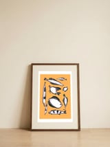 Whimsical Purple Sea Creatures — framed, leaning against the wall thumbnail