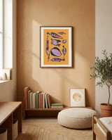Whimsical Purple Sea Creatures framed in a gentle room thumbnail