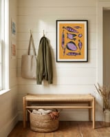 Whimsical Purple Sea Creatures framed in a relaxed room thumbnail
