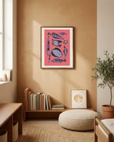 Whimsical Purple Fish framed in a gentle room thumbnail